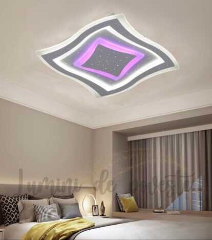 Plafoniera LED 140W Aladdin Dream, LED inclus, 3 surse de iluminare, Telecomanda, Dimabil, Lumina: C
